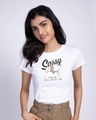 Shop Sassy Cat Half Sleeve T-Shirt (DL) White