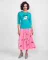 Shop Sassy Cat Round Neck 3/4th Sleeve T-Shirt (DL) Tropical Blue-Design