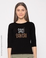 Shop Sati Savitri Round Neck 3/4th Sleeve T-Shirt-Front