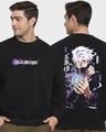 Shop Men's Black Satoru Graphic Printed Oversized Sweatshirt-Front