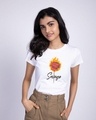 Shop Savage Burning Rose Half Sleeve T-Shirt-Front