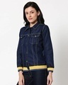 Shop Women's Blue Savage Typography Relaxed Fit Denim Jacket-Design