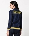 Shop Women's Blue Savage Typography Relaxed Fit Denim Jacket-Full