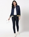 Shop Women's Blue Savage Typography Relaxed Fit Denim Jacket