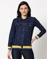 Shop Women's Blue Savage Typography Relaxed Fit Denim Jacket