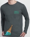 Shop Save It Anyhow Full Sleeve T-Shirt Nimbus Grey-Front