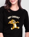 Shop Say Cheese Jerry Round Neck 3/4 Sleeve T-Shirt Black (TJL)-Front