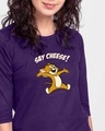 Shop Say Cheese Jerry Round Neck 3/4 Sleeve T-Shirt Parachute Purple (TJL)-Front