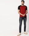 Shop Scarlet Red-Black Half Sleeve Raglan T-Shirt-Full