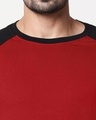 Shop Scarlet Red-Black Half Sleeve Raglan T-Shirt