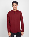 Shop Scarlet Red Full Sleeve Henley T-Shirt-Front
