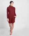 Shop Scarlet Red High Neck Pocket Dress-Full