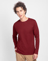 Shop Scarlet Red Plain Full Sleeve T-Shirt-Front