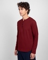 Shop Scarlet Red V-Neck Henley T-Shirt-Full