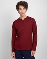 Shop Scarlet Red V-Neck Henley T-Shirt