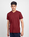 Shop Scarlet Red V-Neck T-Shirt-Front