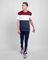 Shop Scarlet Red White & Galaxy Blue 90's Vibe Panel T-Shirt-Full