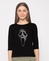 Shop Scream Mask Round Neck 3/4th Sleeve T-Shirt-Front