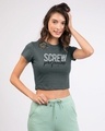 Shop Screw Perfection Round Neck Crop Top T-Shirt-Front