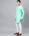 Shop Sea Green Solid Straight Kurta With Yoke Thread Work With Kurta Pyjama-Design