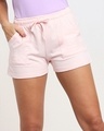 Shop Sea Shell Pink Solid Regular Fit Shorts-Front