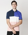 Shop Men's Seashell Pink & Blue Art is Art Color Block Polo T-shirt-Front