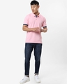 Shop Men's Pink Contrast Sleeve Polo T-shirt-Full