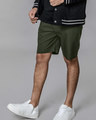 Shop Seaweed Green Lightweight Slim Oxford Shorts-Front