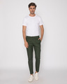 Shop Seaweed Green Lightweight Slim Oxford Pants-Full
