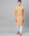 Shop Cream & Brown Printed Straight Kurta-Front