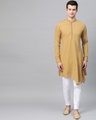 Shop Khaki Solid Asymmetrical Kurta With Pyjama-Front