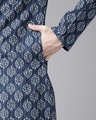 Shop Men Blue & Beige Printed Straight Kurta