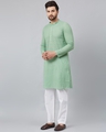 Shop Men Green Chikankari Embroidered Woven Design Straight Kurta-Design