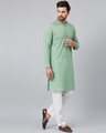 Shop Men Green Chikankari Embroidered Woven Design Straight Kurta-Full