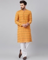 Shop Men Orange & Maroon Ikat Woven Design Straight Kurta-Front