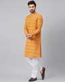 Shop Men Orange & Maroon Ikat Woven Design Straight Kurta-Design