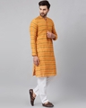 Shop Men Orange & Maroon Ikat Woven Design Straight Kurta-Full