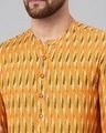 Shop Men Orange & Maroon Ikat Woven Design Straight Kurta