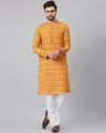 Shop Men Orange & Maroon Ikat Woven Design Straight Kurta
