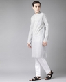 Shop Men White & Grey Printed Straight Kurta-Design