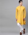 Shop Mustard Solid Asymmetrical Kurta-Front