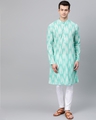 Shop Turquoise Blue Printed Straight Kurta-Front