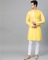 Shop Yellow Embroidered Straight Kurta-Front