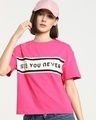 Shop Women's Pink See You Neve Peppy Typography Short Top-Front