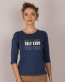 Shop Self Love Repeat Round Neck 3/4th Sleeve T-Shirt-Front