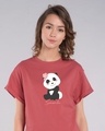 Shop Senorita Panda Boyfriend T-Shirt-Front