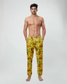 Shop Men's Yellow Cotton Wild Yellow Tiger Pyjamas-Front