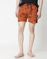 Shop Shapes N Calligraphy Orange Side Pocket Boxer-Front