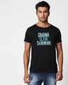 Shop Sharma Se Kya Sharmana Crewneck Varsity Rib H/S T-Shirt Multicolor-Front