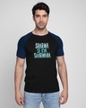 Shop Sharma Se Kya Sharmana Half Sleeve Raglan T-Shirt Navy Blue-Black-Front